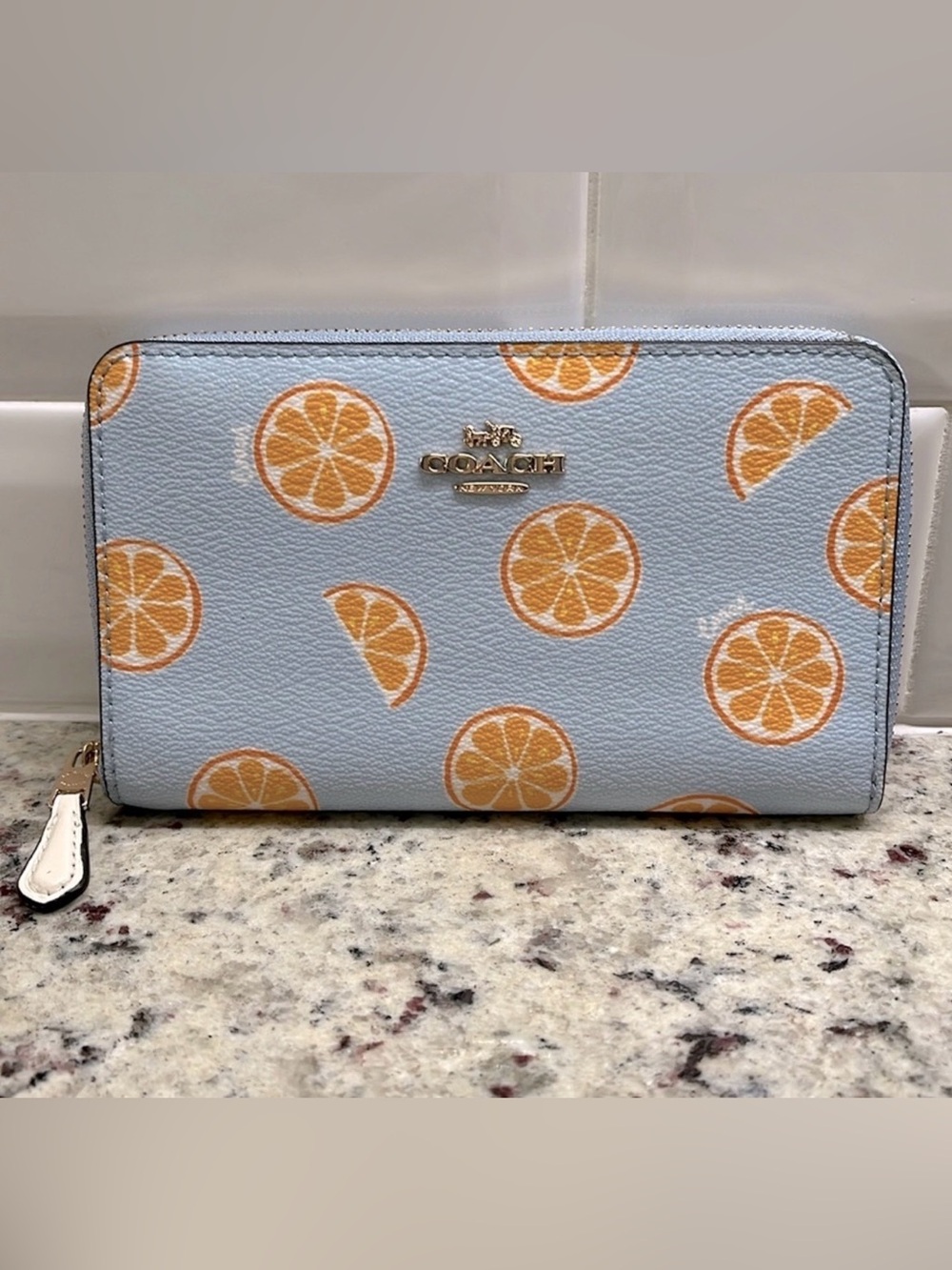 Coach Orange Summer Print Wallet EUC